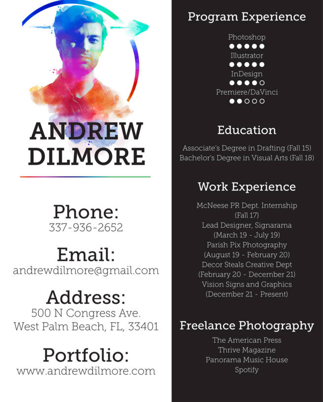 Andrew Dilmore's Creative Resume